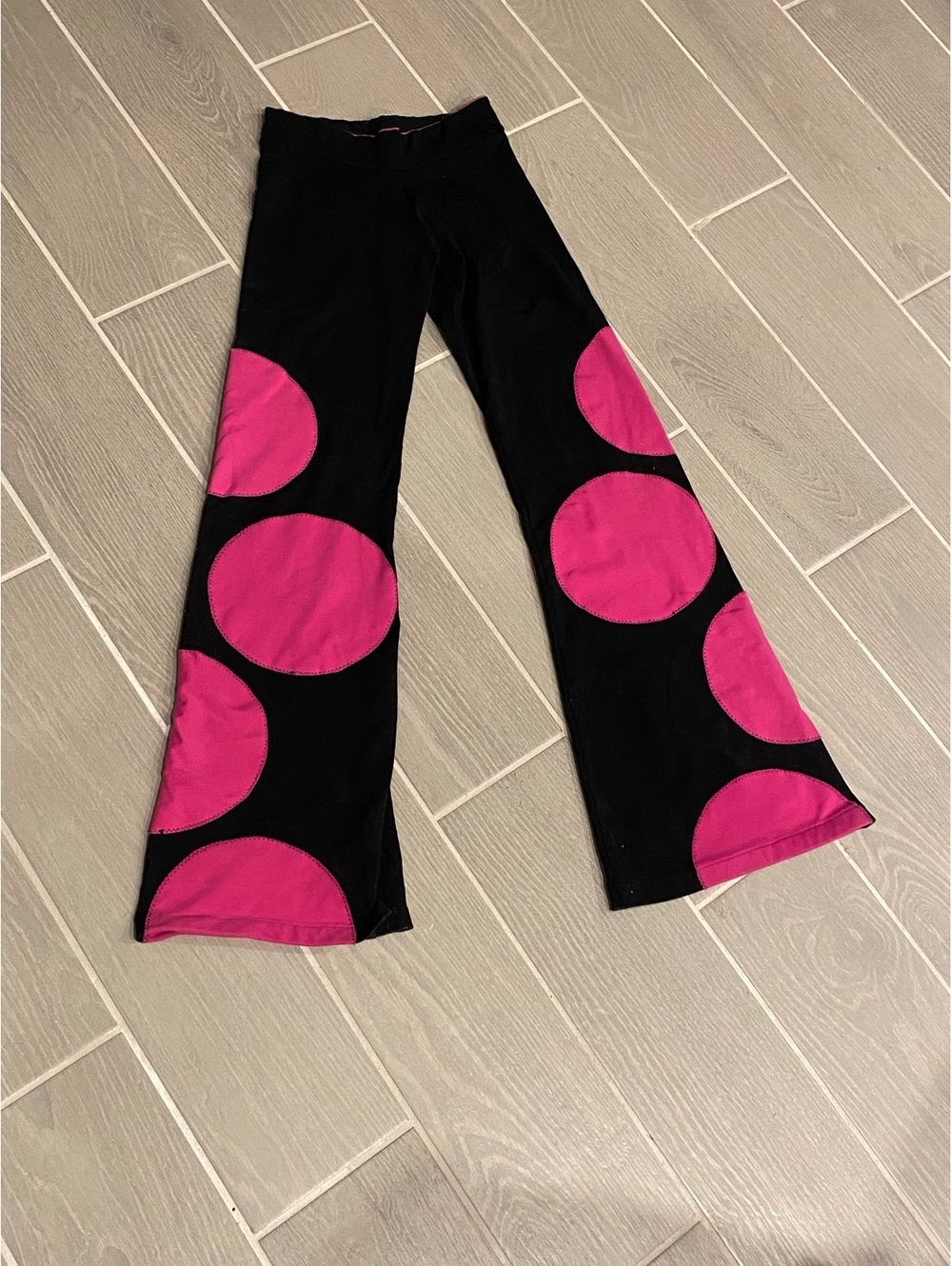 Vintage Y2K Margarita Supplex Flare Yoga Pants Sz 2 M Pink polkadots Patchwork
